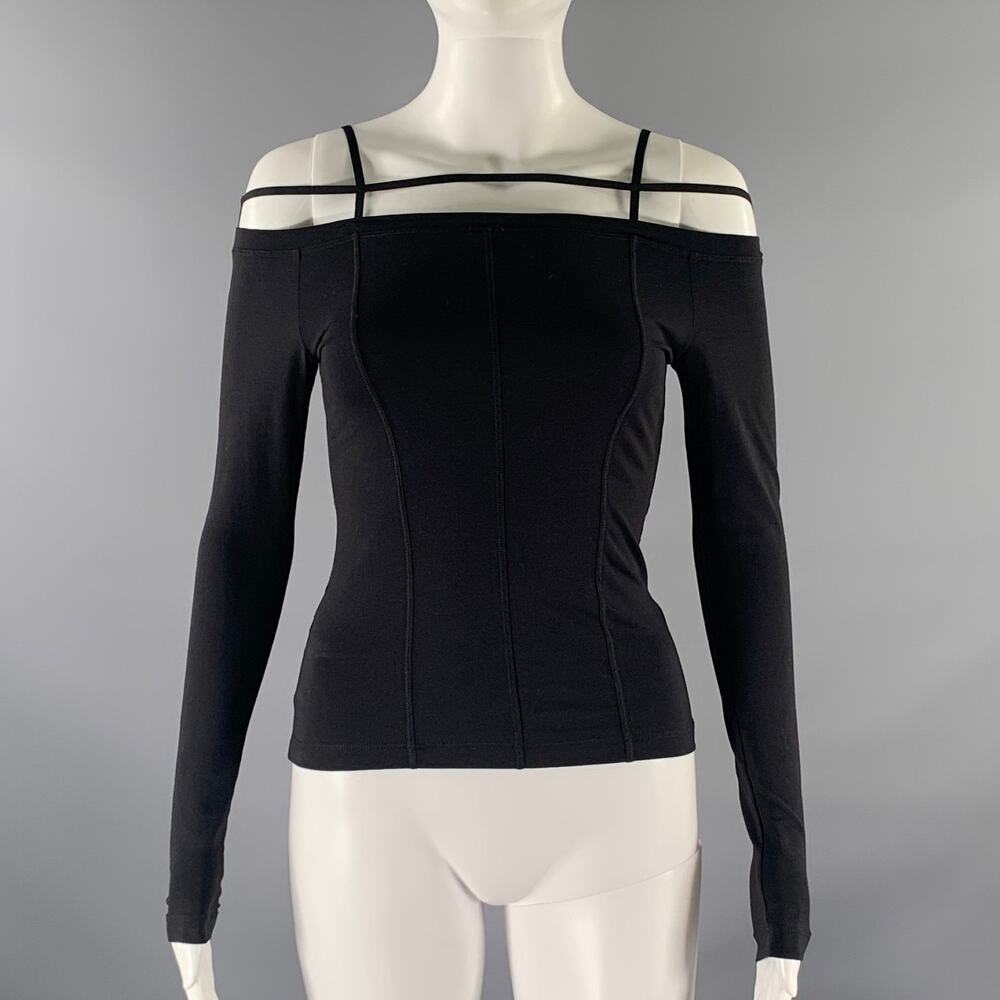 JACQUEMUS Size 00 Black Cotton / Elastane Off-Shoulder Casual Top